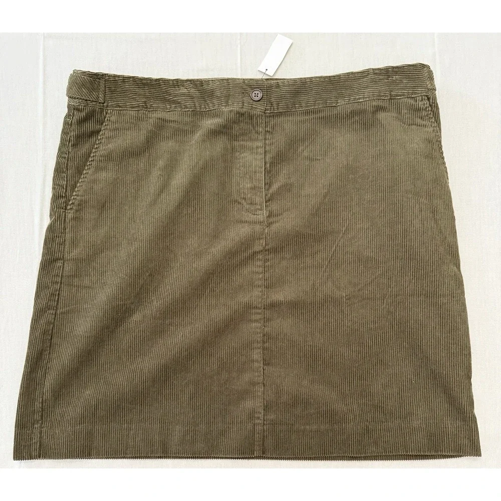 Talbots Skirt Womens 18 NWT Brown Corduroy A-Line Pockets Casual Classic Office‎